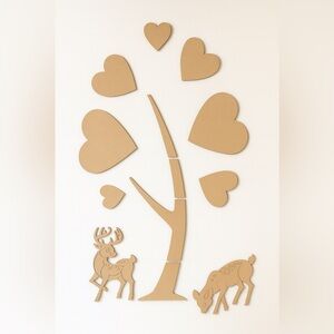 Deer In Love Wooden Wall Art DIY Set – MDF Cutout Tree & Deer Kids Room Decor